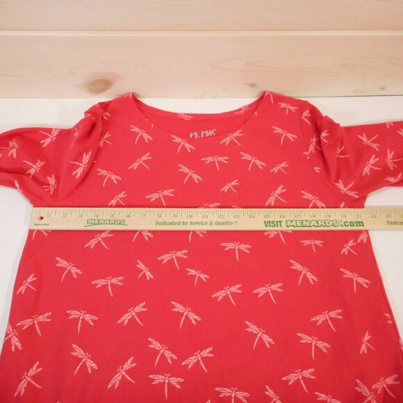 M Mac Vermont Country Store Women's size L Dragonfly Print Top Coral Red - Picture 4 of 10